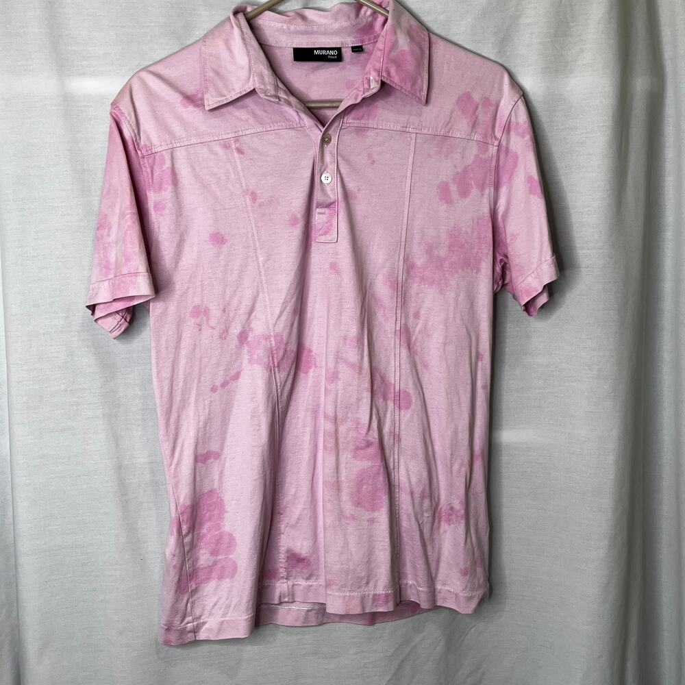 Murano Fitted Pink Tie Dye Polo Shirt